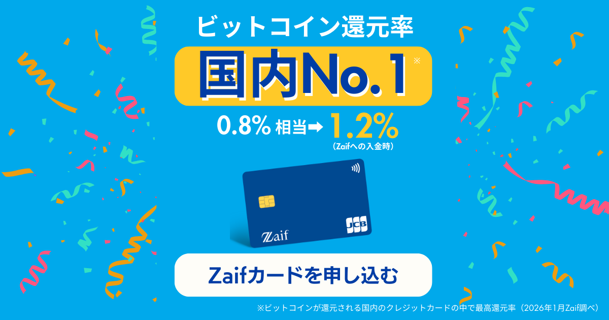 お知らせ&メルマガZaifカード還元率UP